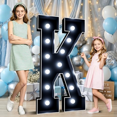 Ledido 4FT Marquee Light Up Letters K, Black Marquee Letters for Party by Ledido