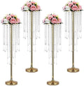 Metal Gold Vase, 4pcs Modern Centerpiece for Table, Wedding Event Decor, 29.5in Tall, Durable Rust Resistant, Luxurious Home Decorations by Rozrety