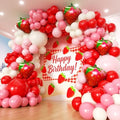 Strawberry Balloons Garland Arch Kit 163pcs with 27" Strawberry Foil Balloons, Red and Pink white Balloons for Sweet Girl Berry First Birthday Themed Baby Shower Strawberry Party Decorations by PTGOLUO
