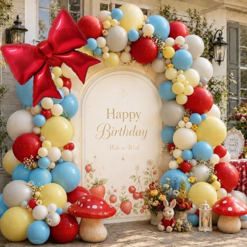 Princess Balloon Arch Kit Double Stuffed Red Blue Yellow White Balloons by DOUBLELAYERBALLOON