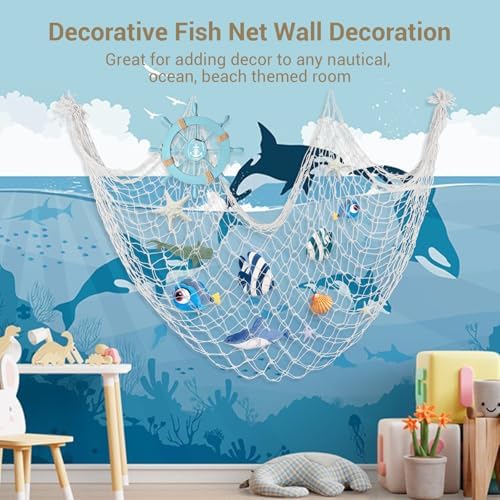 2 Pack Decoractive Fishing Net, Off White Fish Nets for Party Decorations - Image 3