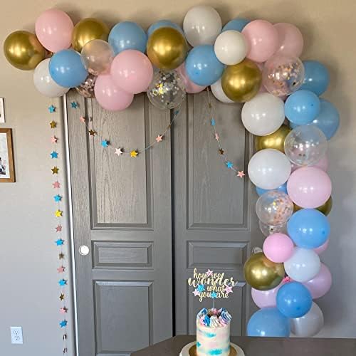 Balloons Pink and Blue, 60 Pack 12 Inch Pastel Light Pink Blue with Metallic Gold Confetti Balloons for Birthday, Gender Reveal, Baby Shower, Boy or Girl Party Decoration - Image 5