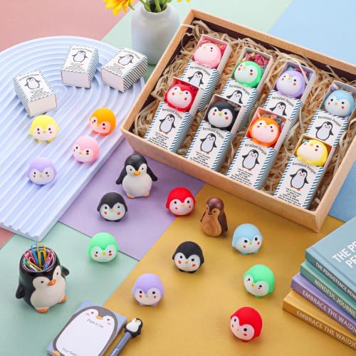 Wettarn 24 Sets Penguin Figurine with Gift Boxes, Office Desk Relief - Image 5