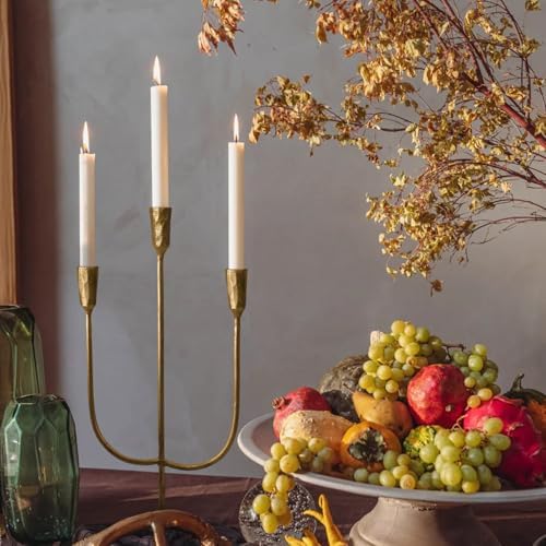 3-Candle Cast Iron Metal Candelabra Candlestick Holders 15 inch Tall Candle Holder Wedding Event Candelabra Candle Stand Brass Gold - Image 6