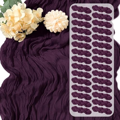 30 Pack Dark Purple Cheesecloth Table Runner 17 x 108 inch Cheese Cloth Table Runners 9ft Terracotta Table Runner Rustic Romantic Sheer Gauze Runner for Wedding Party Baby Shower Table Decoration by Yorcari