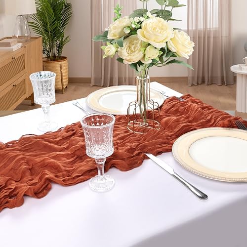 6 Pack 10Ft Terracotta Cheesecloth Table Runner 23 x 120 Inch - Image 6