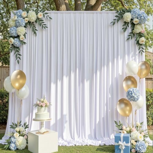 30ftx10ft Wrinkle Free White Backdrop Curtains for Party Background, 6 Panels 5x10ft Silky Polyester Photo Backdrop Drapes Back Drop Cloth for Wedding Birthday Photography Baby Shower Decor - Image 3