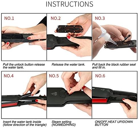 DORISILK Steam Hair Straightener and Curler Iron 2 in 1, Professional Salon Infrared Flat Iron Wide Tourmaline Ceramic Plate, Vapor Straighteners for Hair 450 Degrees Adjustable Temp, 2 Inch Black - Image 4