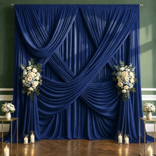 50x10 FT Navy Blue Backdrop Curtains for Weddings, Parties and Photo Booths by Unknown