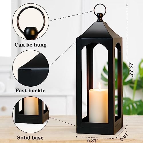 Modern Farmhouse Lantern Decor Metal Decorative Hanging Candle Lanterns - Image 2