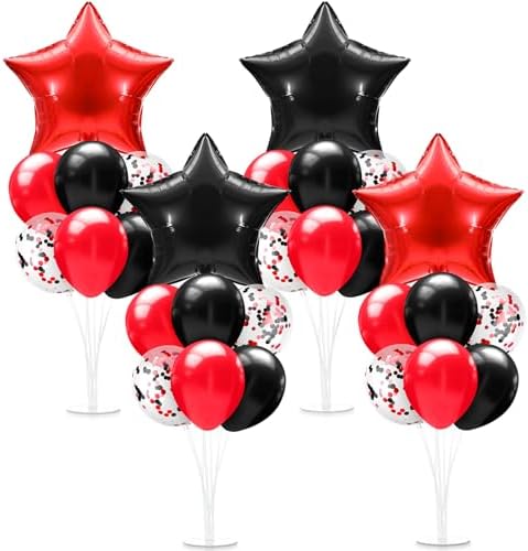 Lunmon 4 Set Red Black Balloon Centerpiece Stand Kit for Table Party by Lunmon