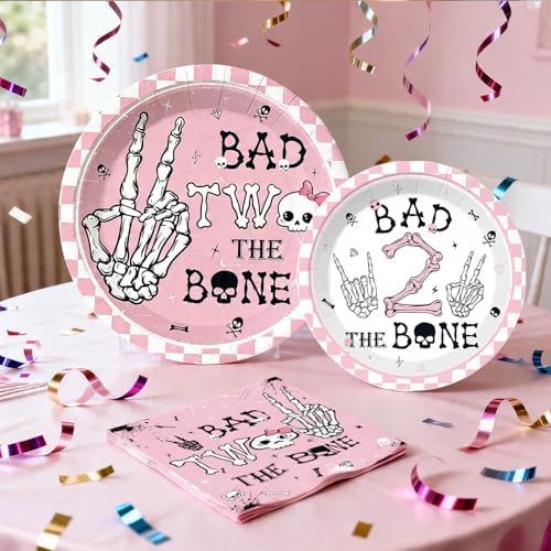 Xynic Bad Two the Bone Party Decorations Girl Tableware Set, Serves 20 - Image 5