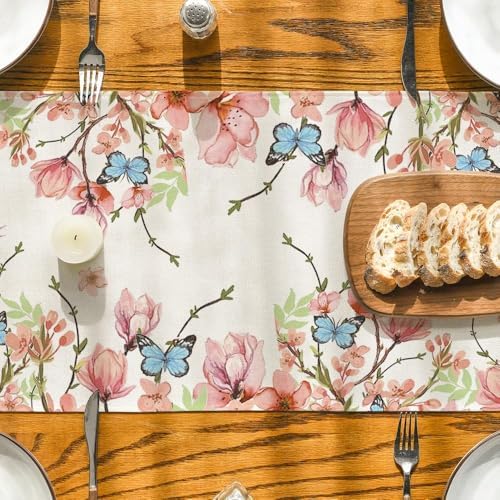 Artoid Mode Flower Bird Butterfly Spring Table Runner Home Decor 13x72 Inch - Image 3