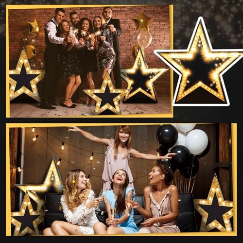 3 Pcs 26-31.5" Star Starry Night Movie Night Party Decorations Large Cutout - Image 6
