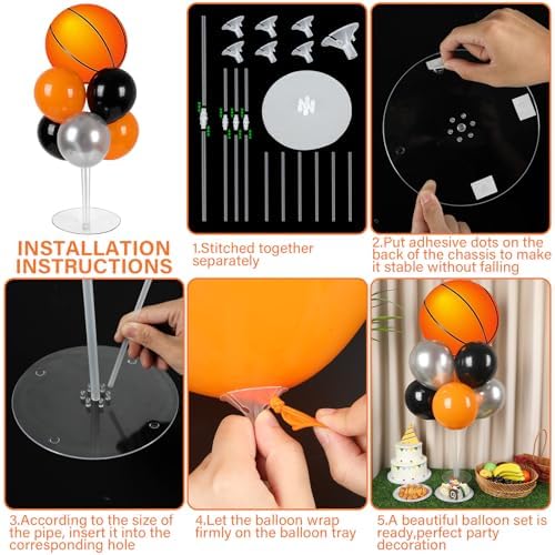 Naozinebi 4 Sets Basketball Birthday Party Balloons Stand Kit Party Decor - Image 3