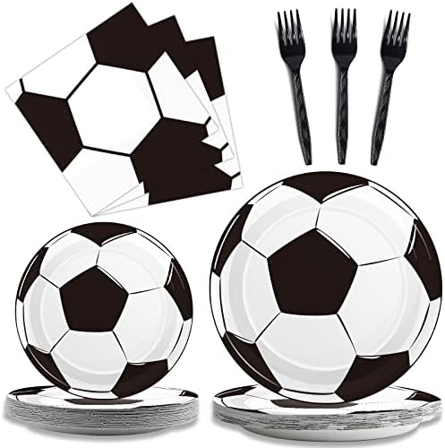 96Pcs Soccer Plates and Napkins Birthday Party Decorations Soccer Disposable Paper Tableware Set Sports Themed party supplies for Baby Shower Game Party Favors Birthday Gatherings Decor Serves 24 by Wiooffen