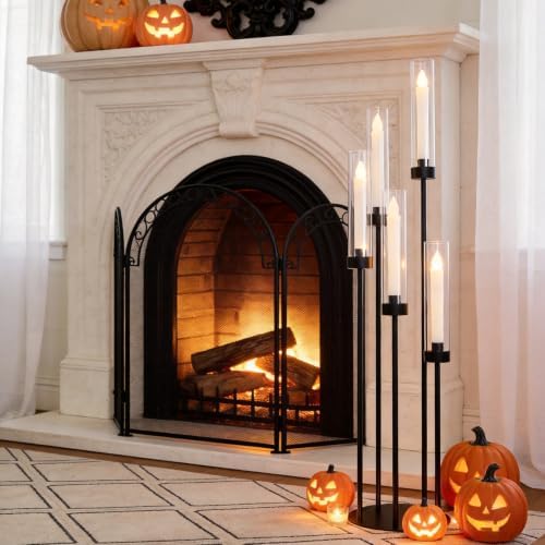39.8''Matte Black Candle Holder with Acrylic Shades,Tall 5 Arm Candelabra - Image 5