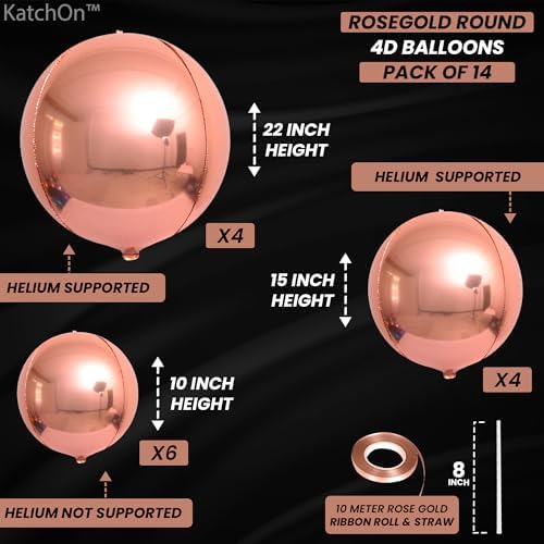 KatchOn Rose Gold Balloons - 22 Inch, Pack of 14, Engagement Decor - Image 2