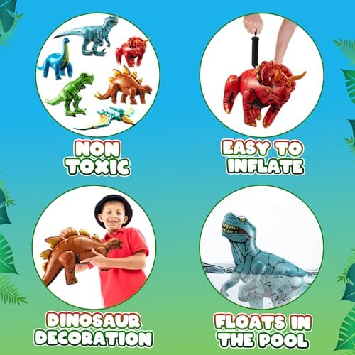 Inflatable Birthday Dinosaur Party Decorations, 6-Pack Dino Toys for Kids - Image 6