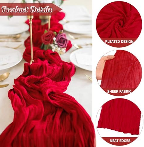 10FT Cheesecloth Table Runner Boho Party Home Decorations - Image 3