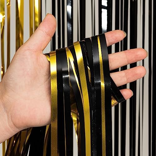 Black and Gold Party Streamers Decoration - 3.2ft X 8.2ft - 2 Packs - Image 5