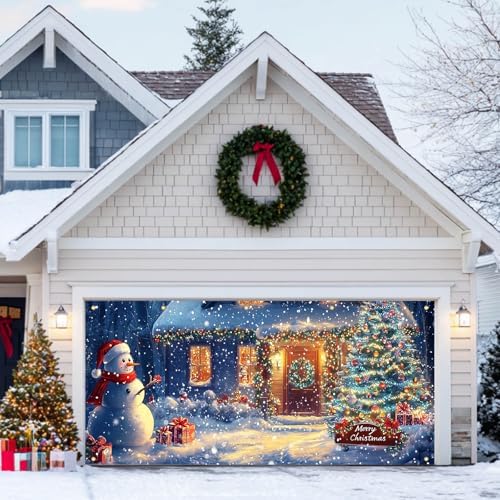 HOMETITUTE Snowy Winter Scene Door Cover 13x6ft Polyester by HOMETITUTE