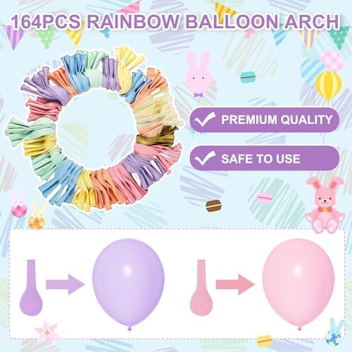Amandir 164PCS Pastel Rainbow Balloon Garland Kit - Image 3