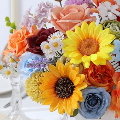 Floweroyal Artificial Flowers Fake Rose Flowers Dahlia with Stems for DIY Wedding Bridal Bouquets, Baby Shower, Floral Arrangement, Table Centerpieces, Home Decorations - Image 2