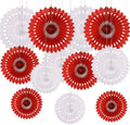 CC wonderland zone 12PCS Red and White Paper Fans Party Decorations,Hanging Ceiling Honeycomb Round Tissue Paper Fans for Baby Shower Wedding Valentine's Day Engagement Birthday Party Decorations by CC+wonderland+zone