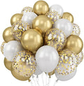 White and Gold Balloons, 60 Packs 12 Inch Metallic Gold Balloons by Togvu
