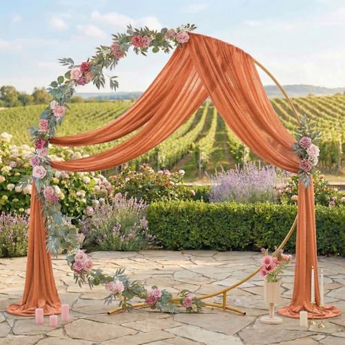 Pack of 1 Wedding Arch Drape Panel Fabric 30" x 100ft - Coral Peach - Image 3