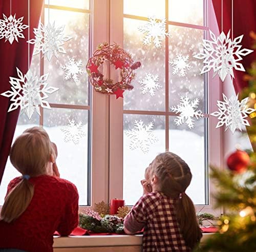 24PCS Hanging Snowflake Decorations Winter Wonderland Party Supplies - Image 3