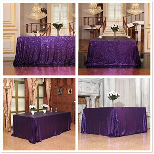 Eternal Beauty Purple Halloween Sequin Tablecloth 60 x 120-Inch Sparkly Overlay Rectangle Glitter Table Cover for Wedding Party Birthday Decoration - Image 5