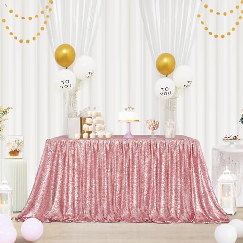 Eternal Beauty Fuchsia Pink Sequin Tablecloth 60 x 120-Inch Sparkly Overlay Rectangle Glitter Table Cover for Wedding Party Birthday Decoration by EternalBeauty