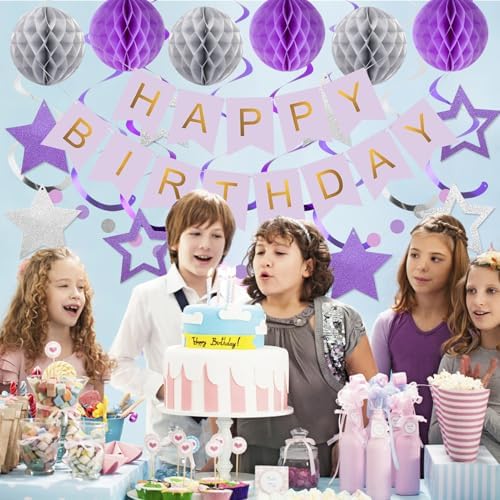 meowtastic Birthday Decorations Happy Birthday Banner with Honeycomb Balls - Image 5