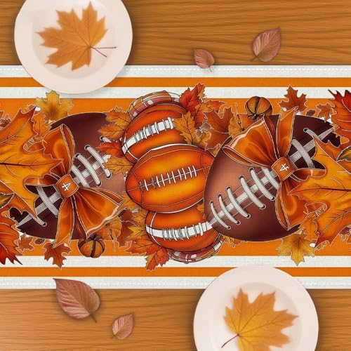 Fall Thanksgiving Table Runner 13x72 Inch - Buffalo Plaid & Pumpkin Bow Print, Stylish Autumn Home Kitchen Party Decoration - Image 5