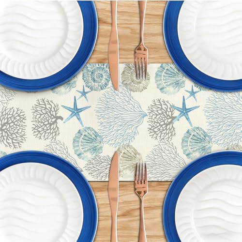 Coastal Decor Runner Linen Blue Teal Summer Beach Nautical Table Runners - Image 4