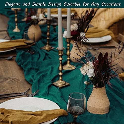 35x72 Inch Dark Teal Cheesecloth Table Runner Boho Wedding Party Decor - Image 7