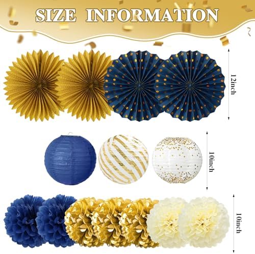 ADLKGG 14 Pcs Navy Blue and Gold Party Decorations, Navy and Gold Decor - Image 2