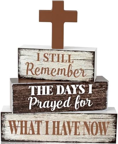 4 Pcs Bible Wooden Tiered Tray Decor, Christian Table Decorations Gifts by Gleegreets