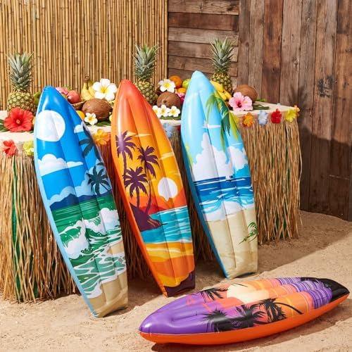 JellyArch 4 Pcs Summer Inflatable Surf Board 36 in Hawaiian Party Decor - Image 2