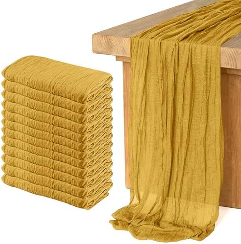 12 Pack Cheesecloth Table Runner, Runner Gauze Boho Wedding Decor Romantic Table Runner for Wedding Birthday Party(35" x 118")(Ginger) by Home
