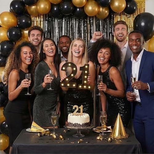 21st Birthday Decorations for Her Him, Black Light-Up Number 21 Sign, Battery-Operated Illuminated Party Table Decoration Backdrop Wall Decor, 21st Birthday Gifts for Him Her ZJDZTK - Image 5