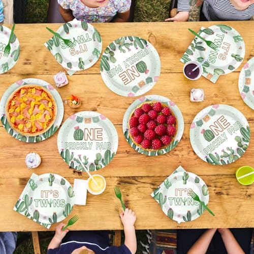 96Pcs Mexican Cactus Twins 1st Birthday Decorations Serves 24 - Image 7