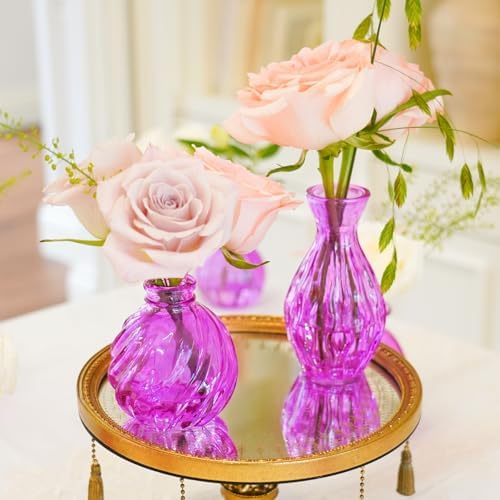 24PCS Bud Vases for Decor Cool Hot Pink Small Glass Flower Vase in Bulk Wedding Centerpieces Bridal Shower Decorations for Women - Image 4
