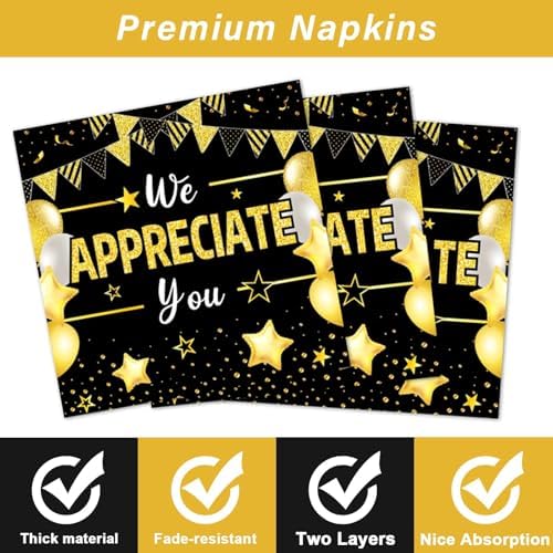 96Pcs We Appreciate You Party Plates Napkins Black Gold Birthday Decoration - Image 4