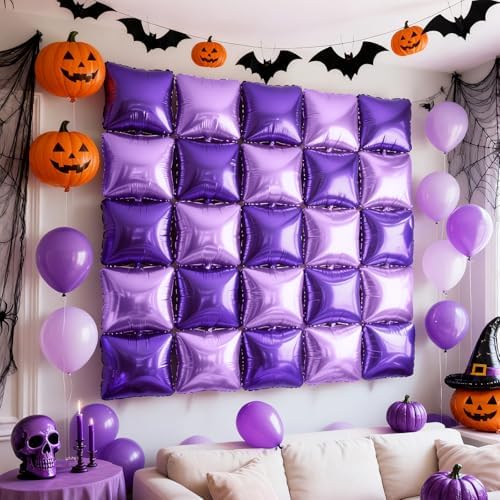 NISOCY 25PCS Purple and Light Purple Square Foil Balloons Wall Backdrop - Image 5