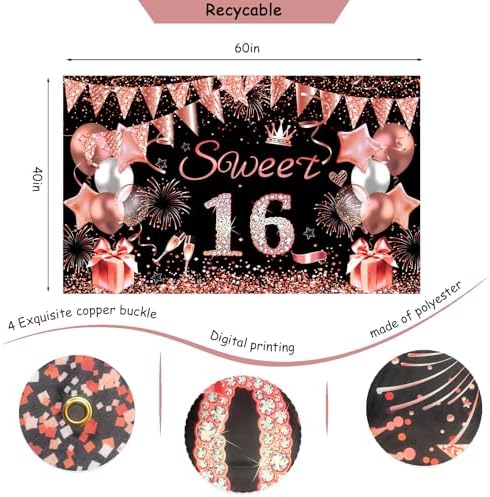 Sweet 16 Party Decorations, Happy 16th Birthday Decorations for Girls - Image 5