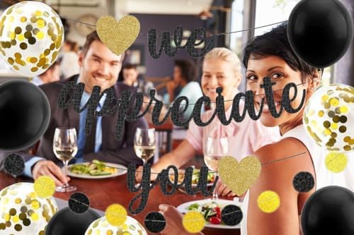 We Appreciate You Banner Thank You Appreciation Theme Party Decoration for Employee Doctor Nurse Parents Teacher Coworker Staff Hanging Garland Kit Balloons Bunting Office Supplies Photobooth Backdrop - Image 6
