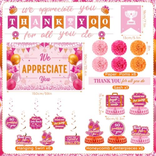 Hot Pink Orange We Appreciate You Party Decorations for Women Thanks Party - Image 4